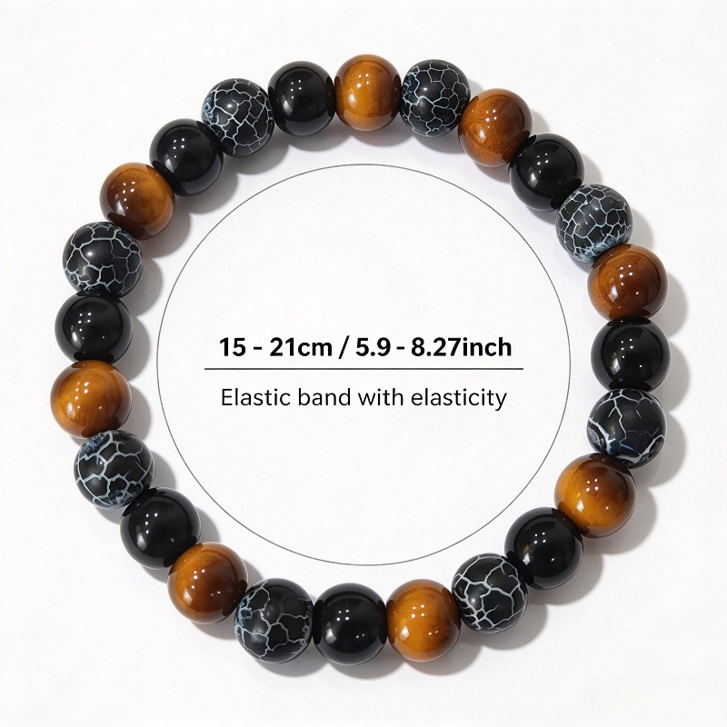 4pc Multicolor Natural Stone Beaded Bracelet Set, Bohemian Style